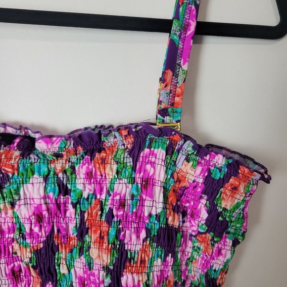 Swimsuits For All Floral Smocked Top - Purple and Pink - Picture 14 of 16